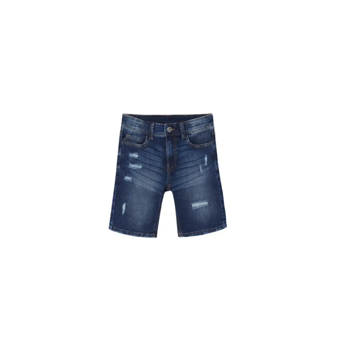 Nukutavake Boys Bermuda Distressed Denim Shorts _Dark Blue 6215-73