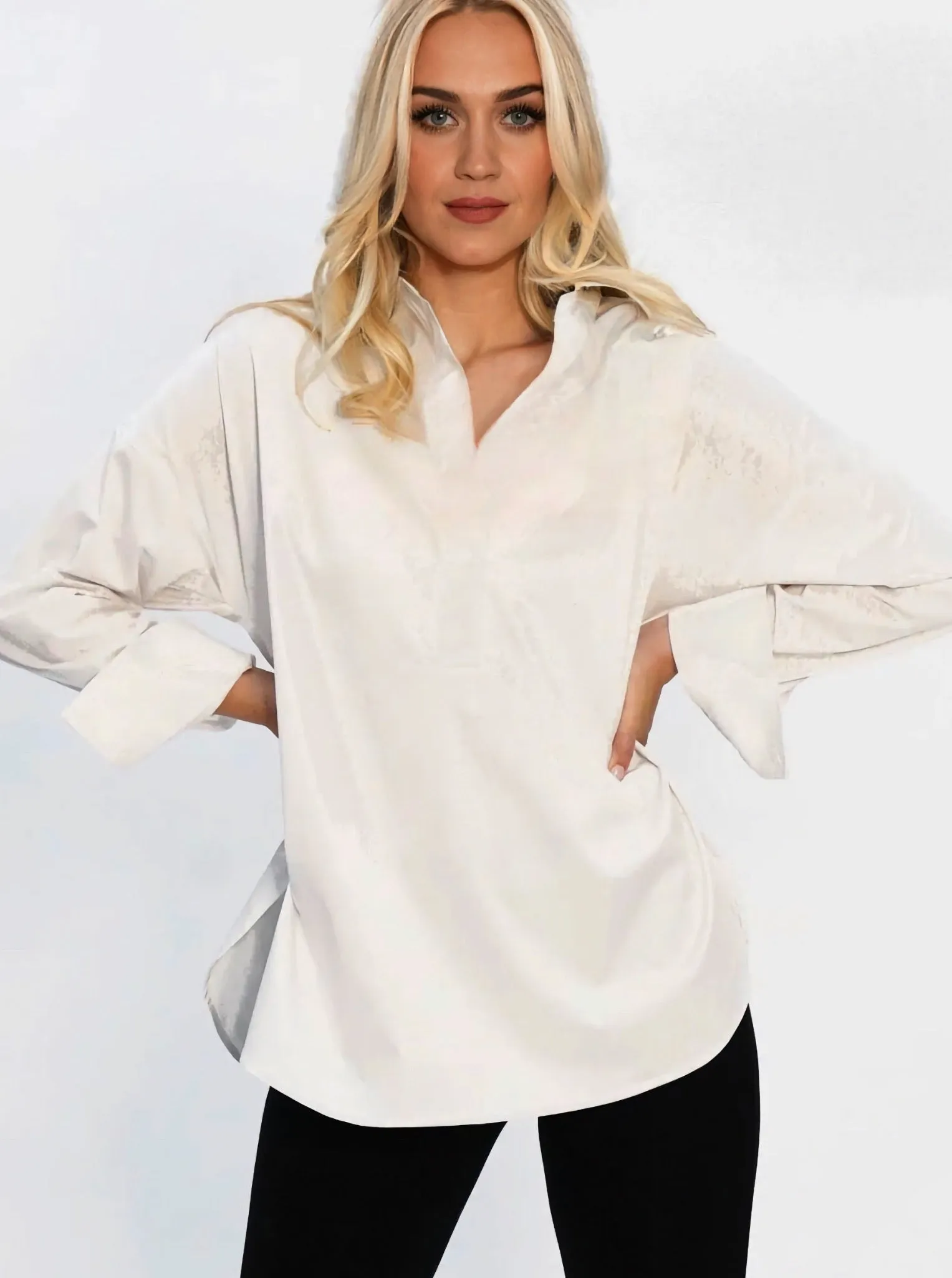 Oversized Organic Cotton Pullover White Shirt - The Murray