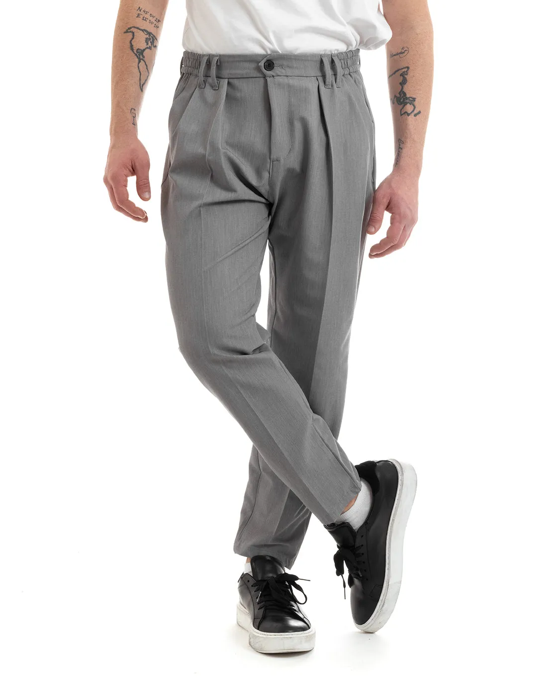 Pantaloni Uomo Pantalaccio Comodo Viscosa Elastico Straight Fit Grigio GIOSAL-P5647A