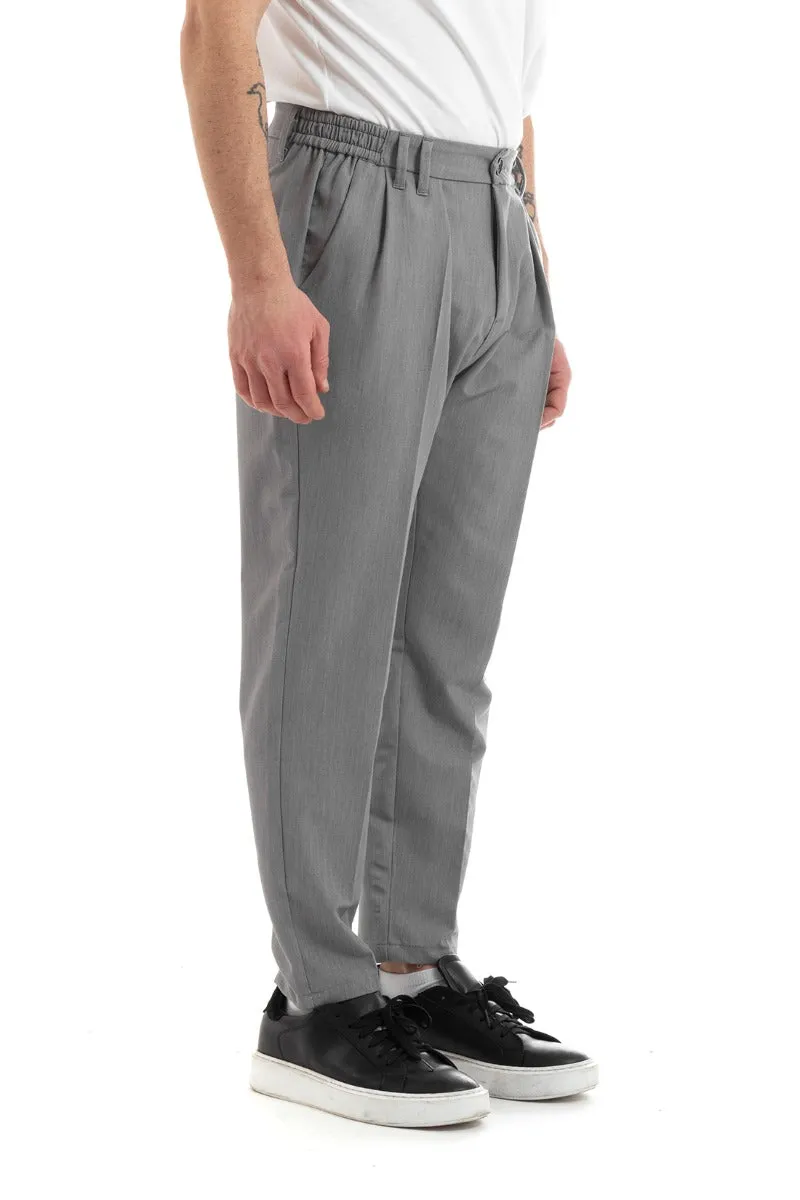 Pantaloni Uomo Pantalaccio Comodo Viscosa Elastico Straight Fit Grigio GIOSAL-P5647A