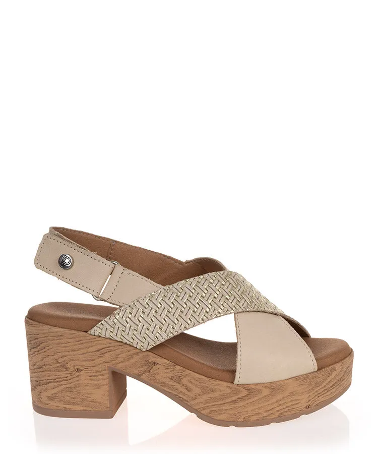 Pitillos 2453 Nude & Gold Leather Summer Heel