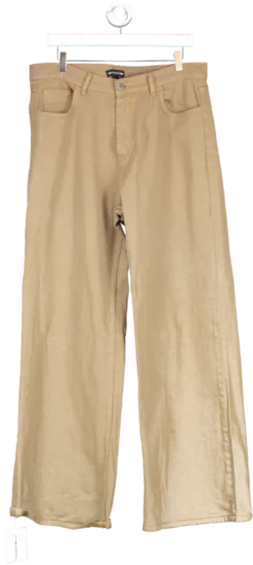 PrettyLittleThing Brown Wide Leg Jeans UK 14