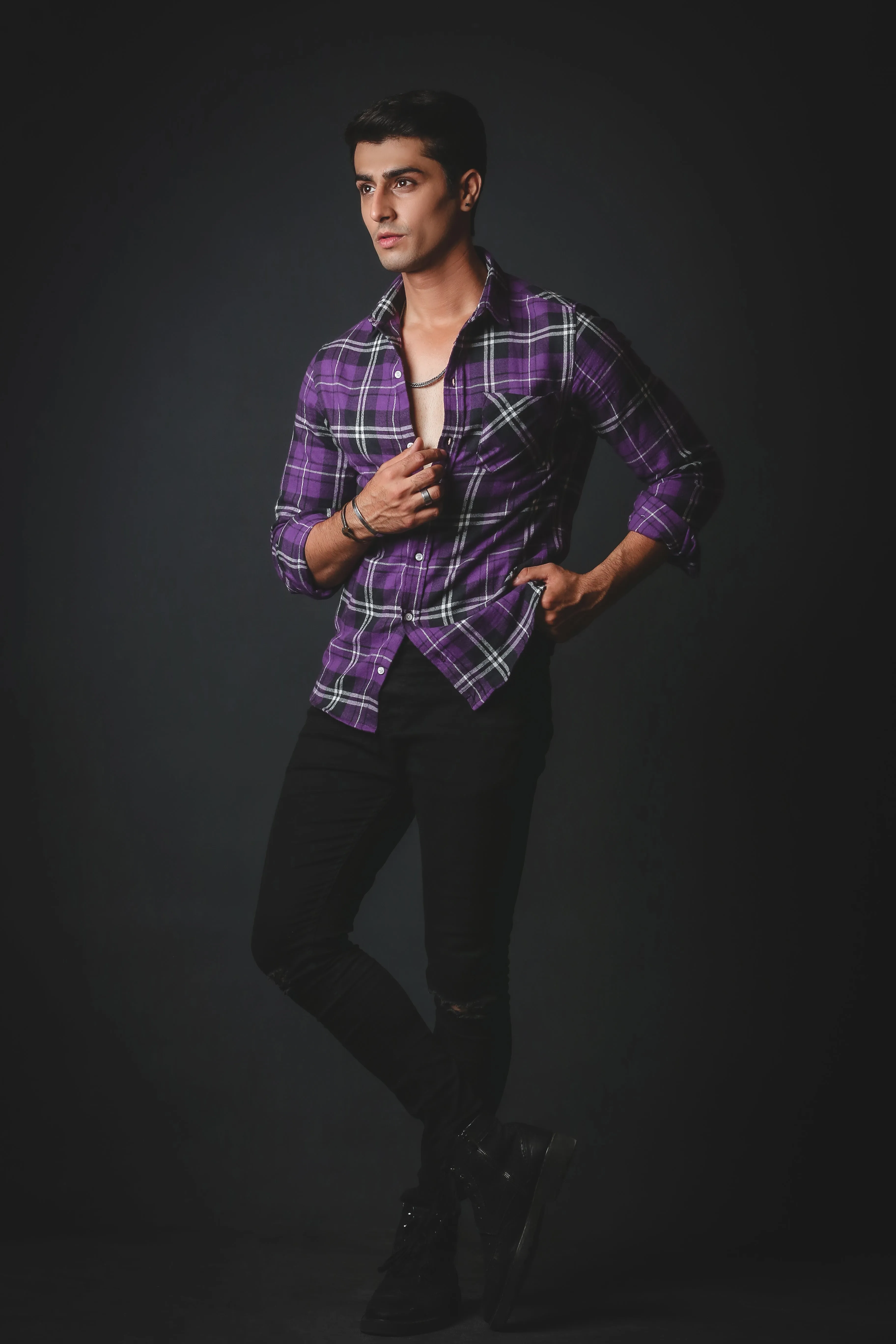 Purple and Black Flannel Shirt