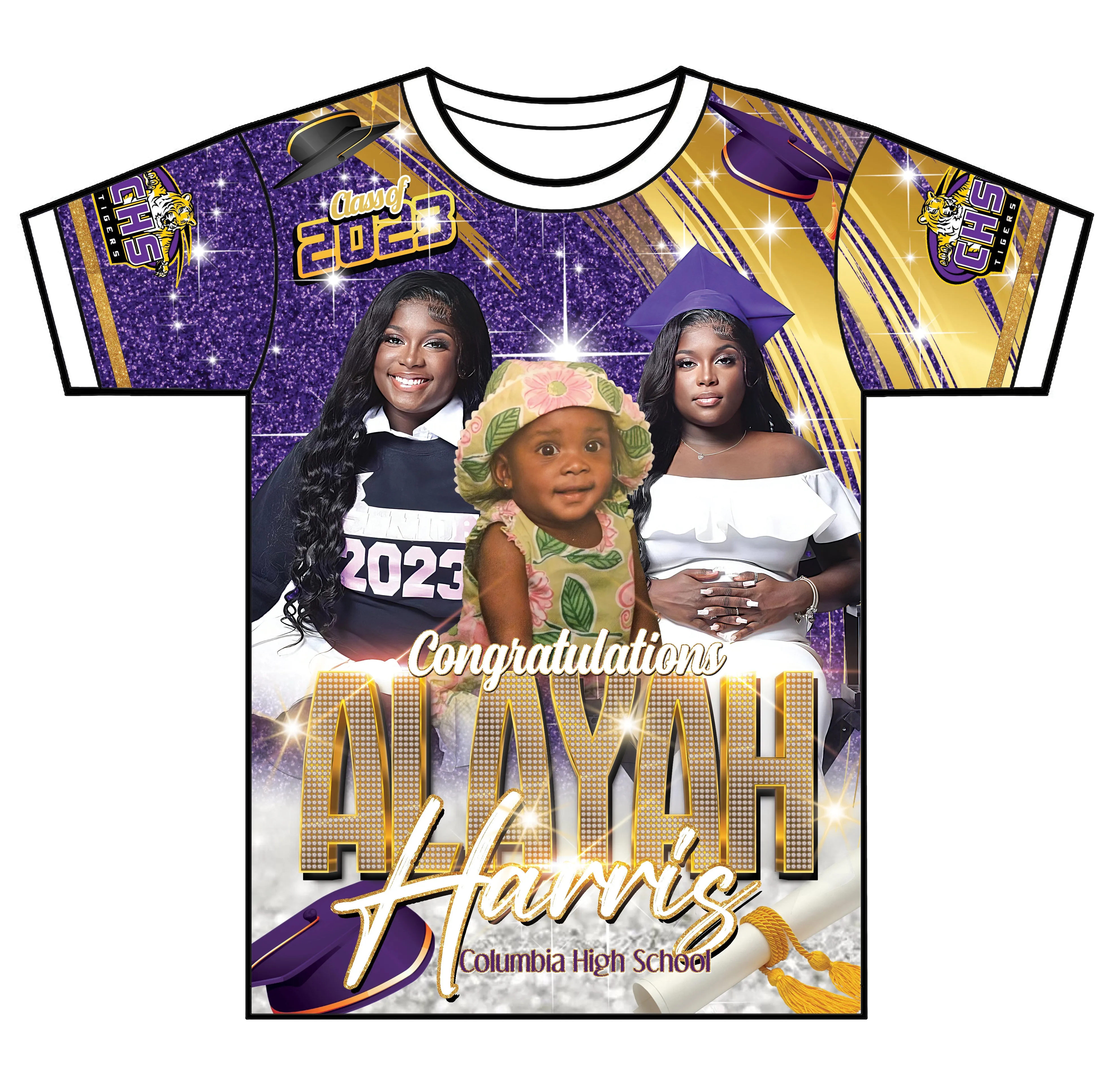 "Alayah" Custom Designed Graduation 3D shirt