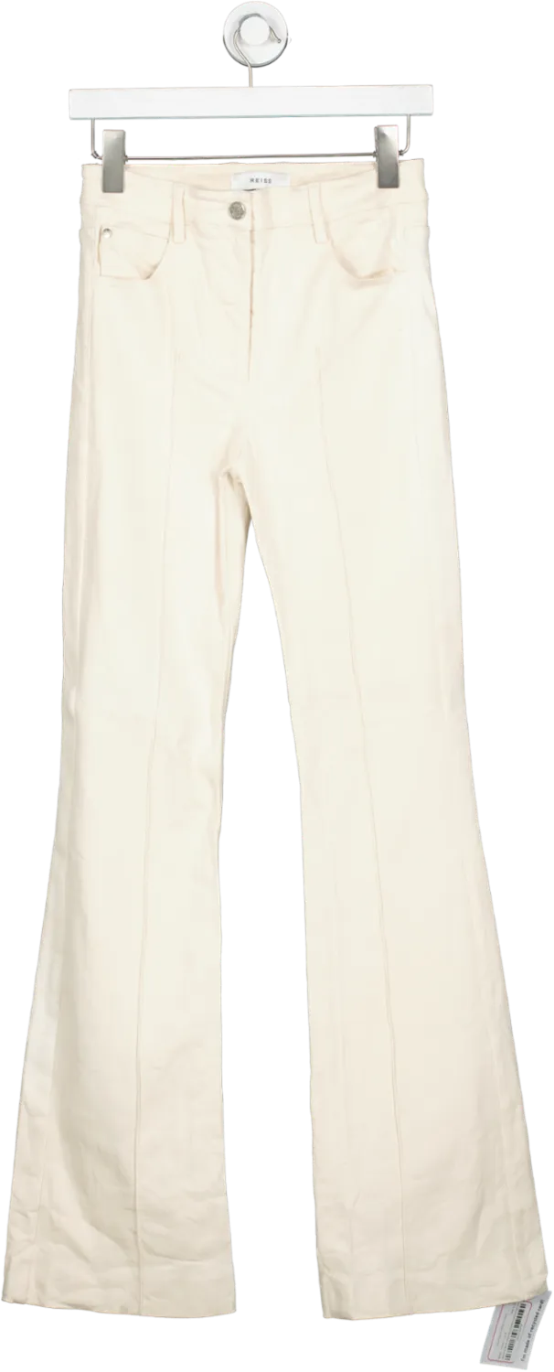 REISS Cream Reiss Florence Flared Trousers UK 8