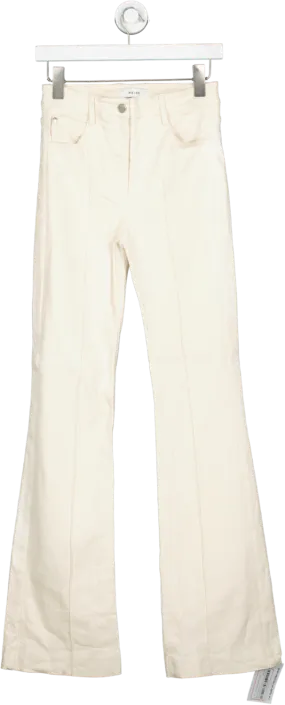 REISS Cream Reiss Florence Flared Trousers UK 8