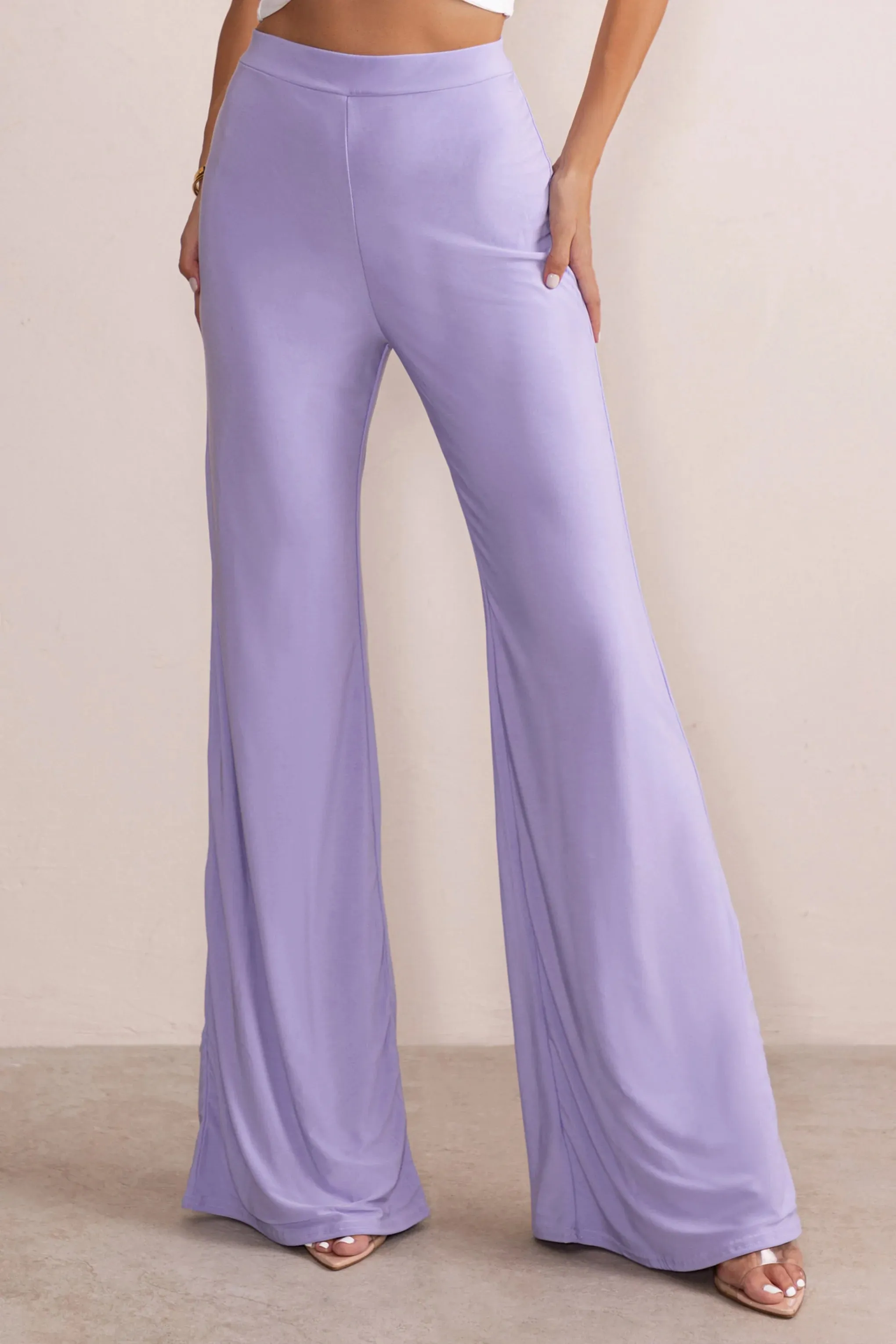 Romantic Night | Lilac High Waist Straight Leg Trousers