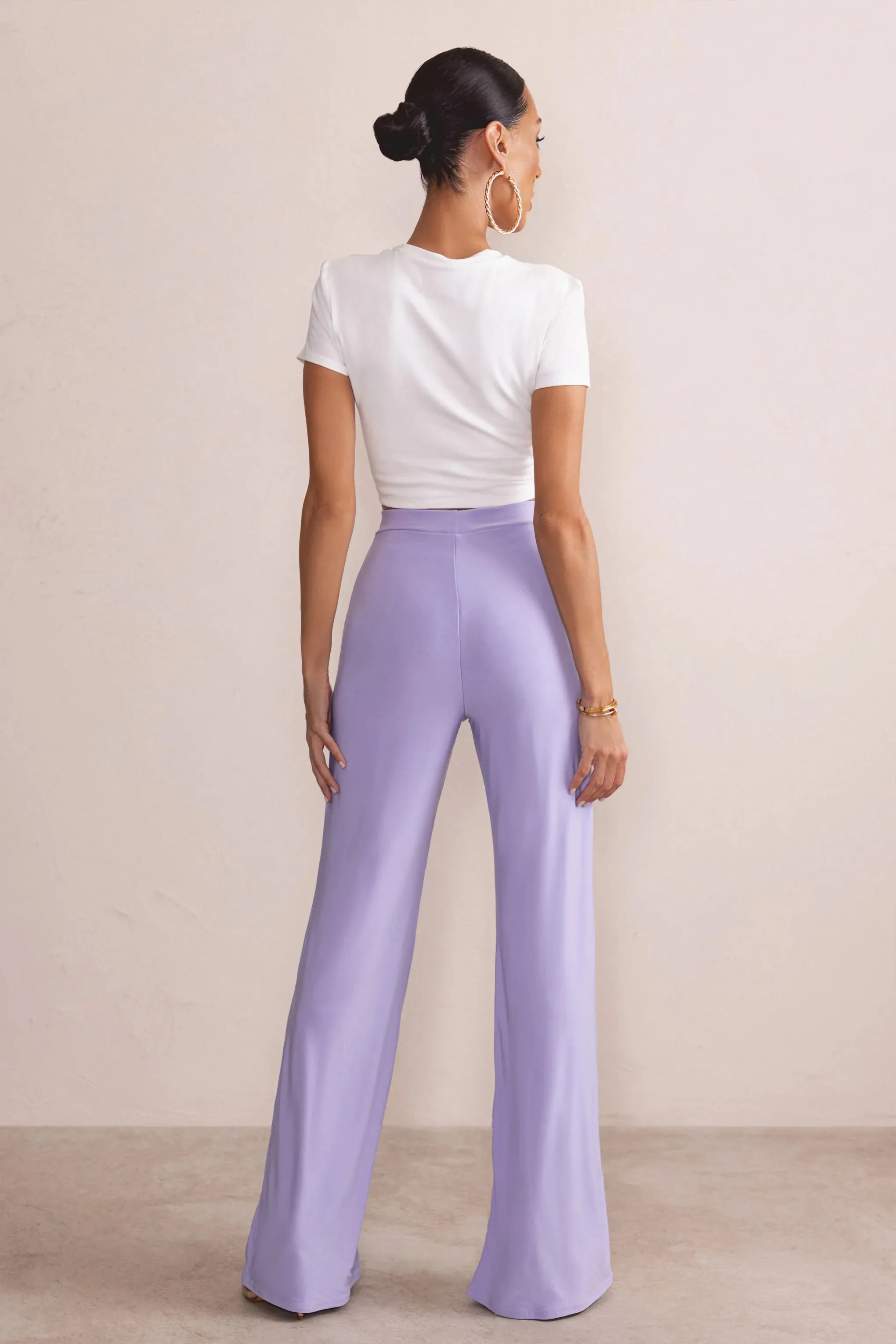 Romantic Night | Lilac High Waist Straight Leg Trousers