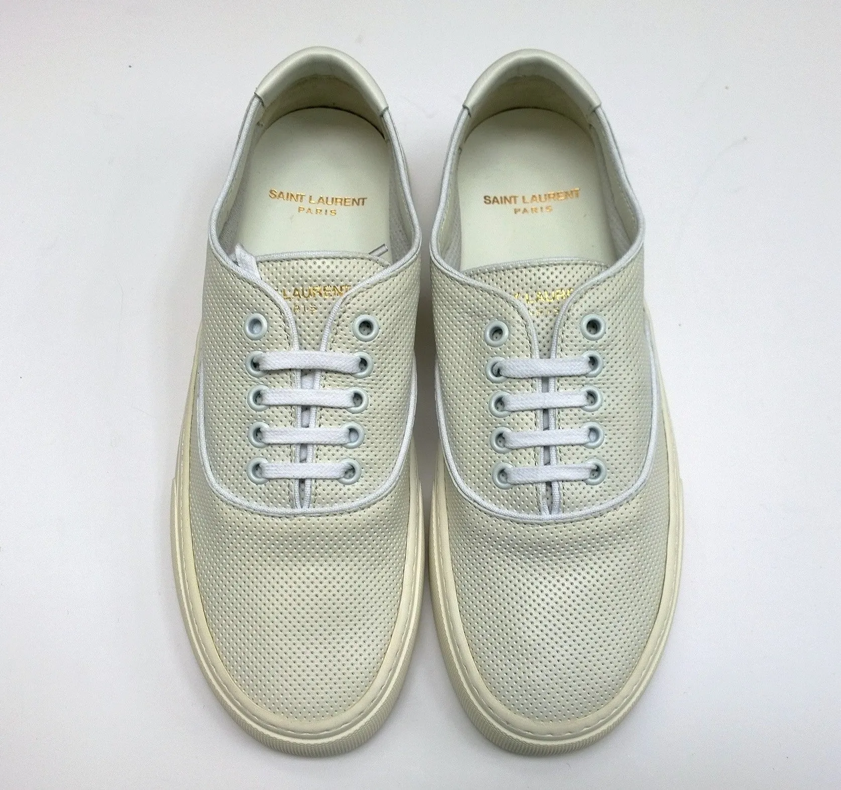 Saint Laurent Venice Low Top Sneakers in Off White Perforated Leather New in Box Trainers