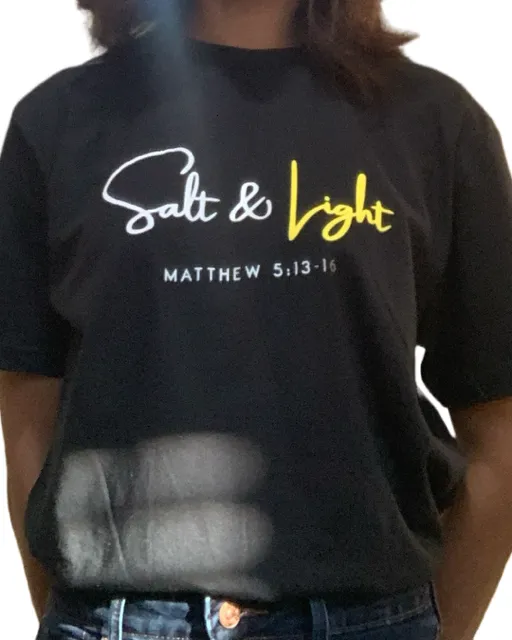 Salt and Light short sleeve black t-shirt (unisex)