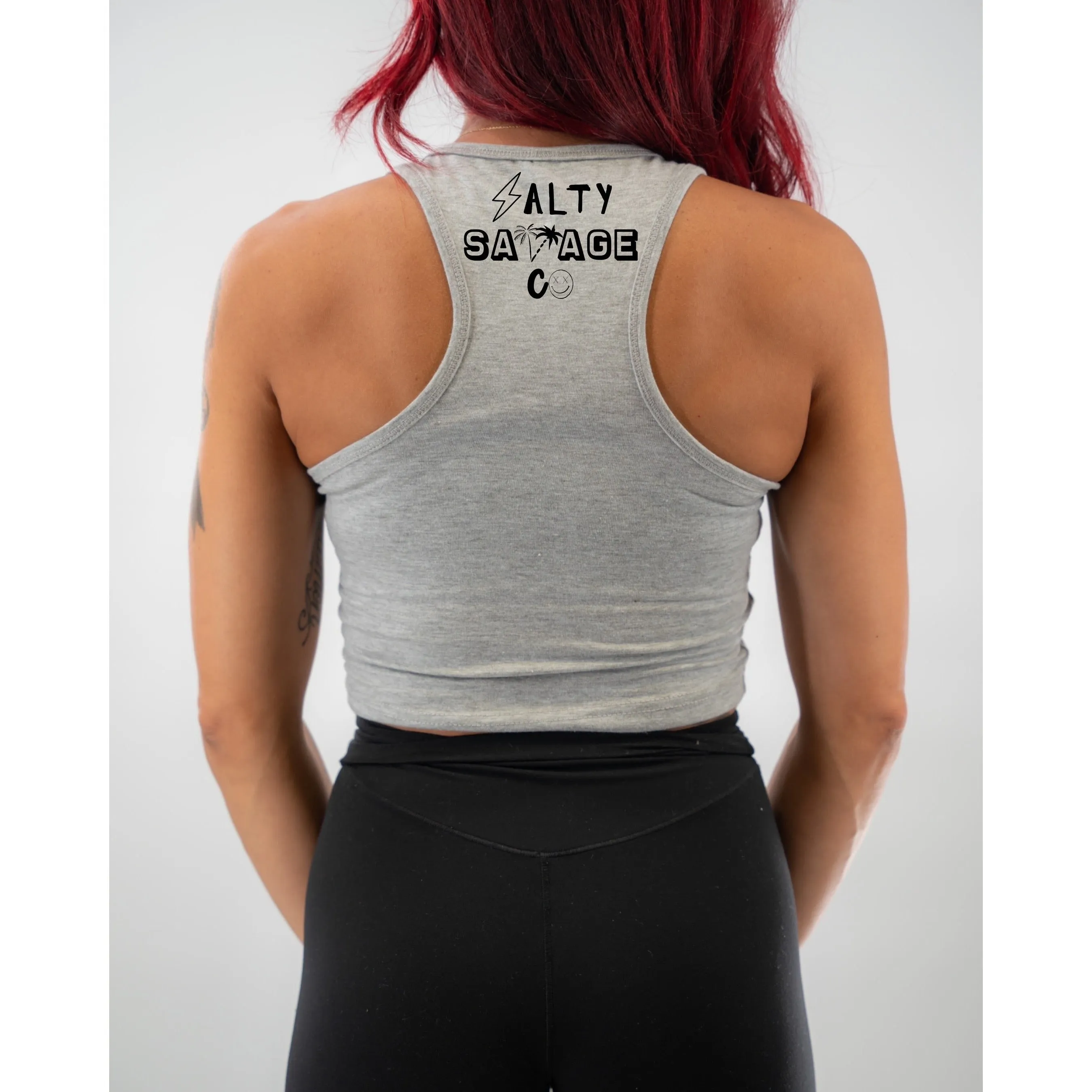 Salty Savage Ladies "Be Yourself" Racerback Crop Tank