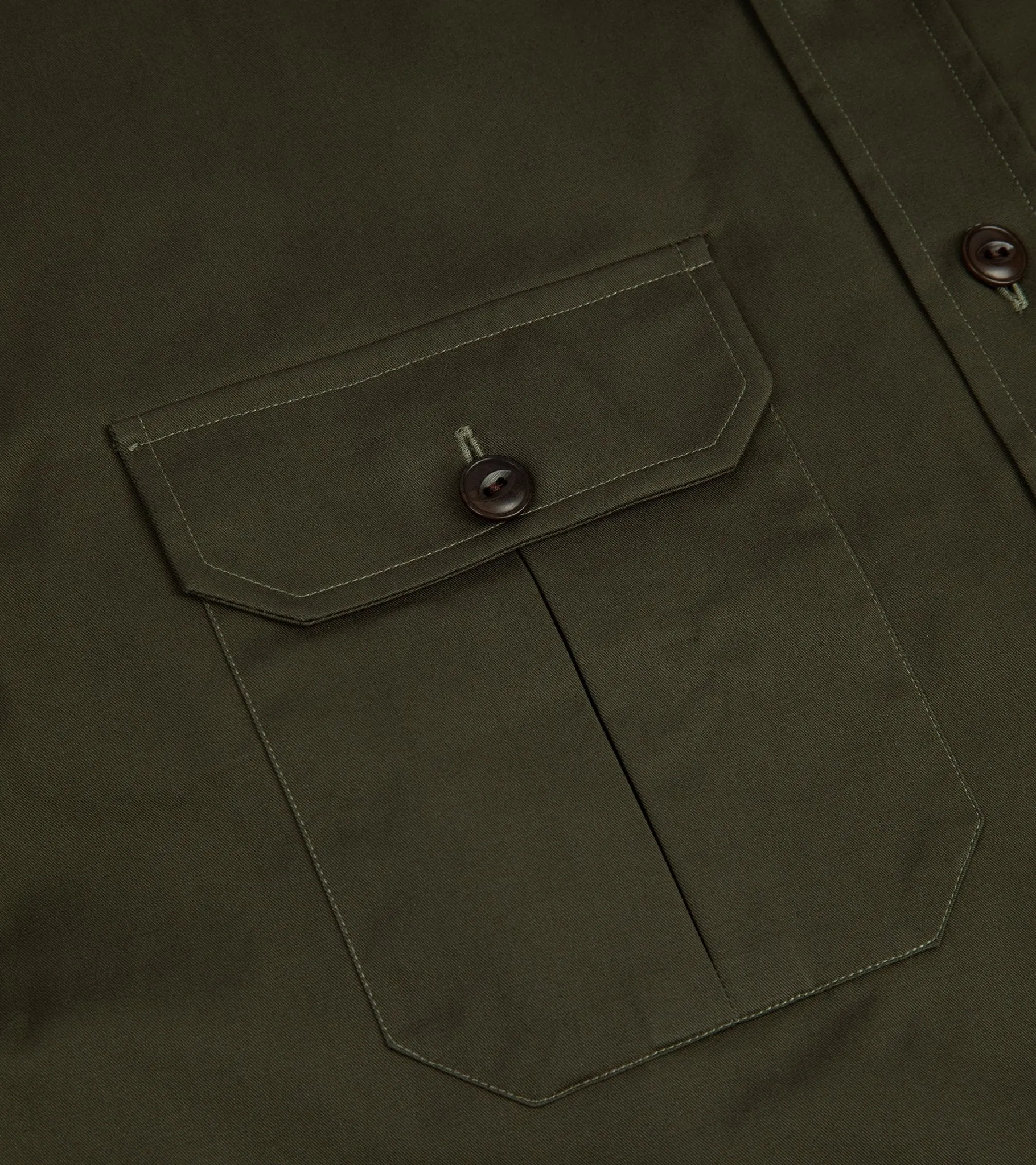 Salvatore Piccolo Cotton Gabardine Military Shirt: Olive