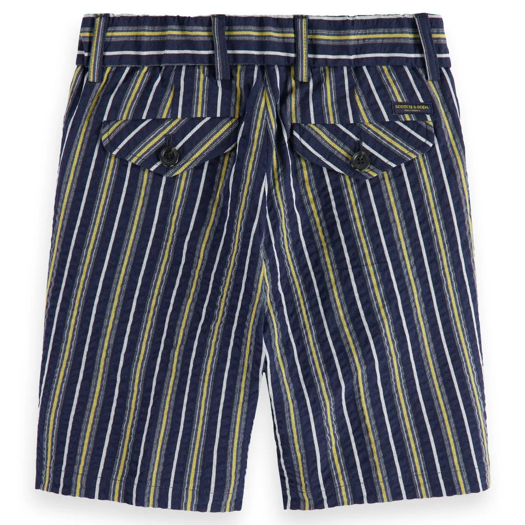 Scotch & Soda Boys Longer Length Seersucker Navy Shorts_ 24170453