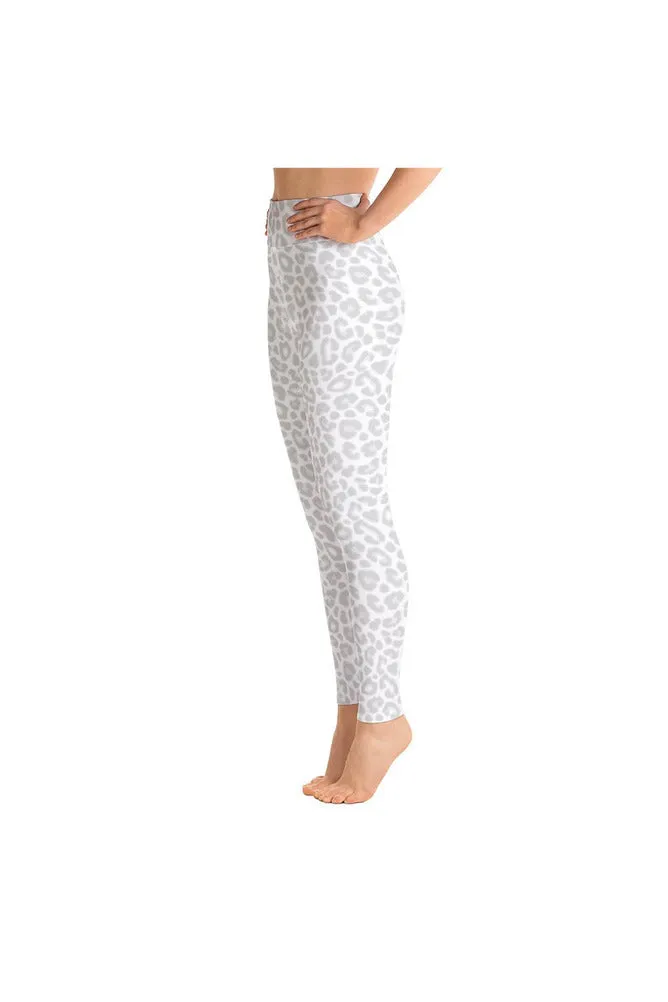 Silver & White Leopard Print Yoga Leggings