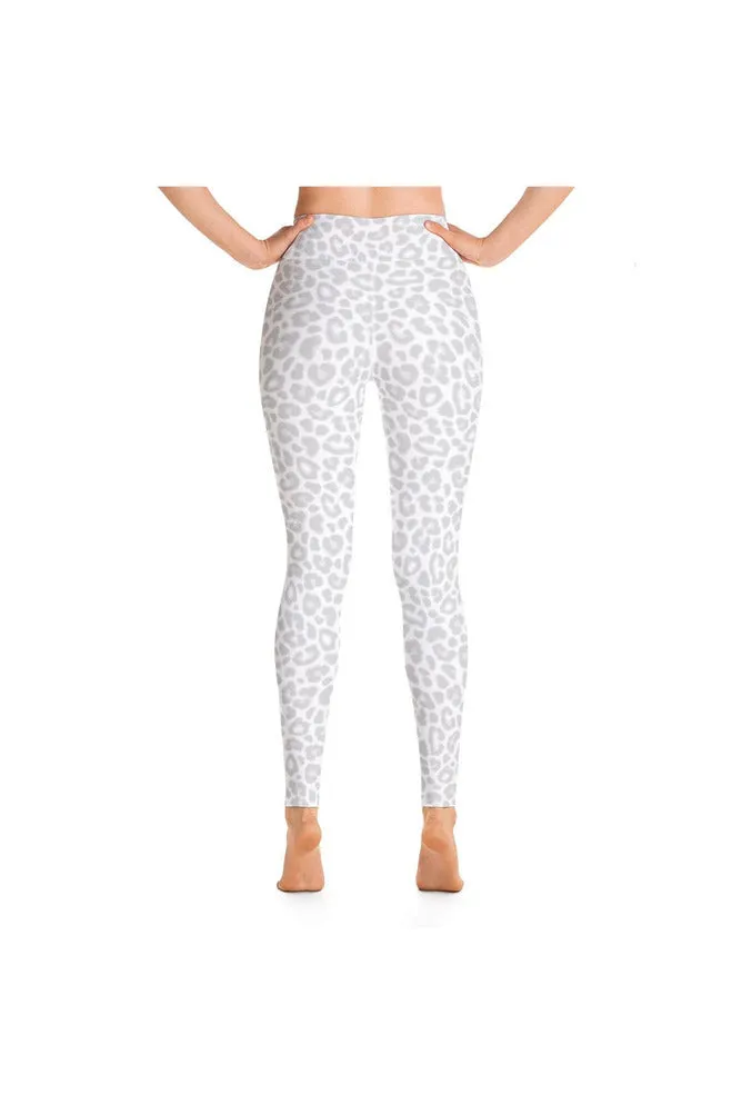 Silver & White Leopard Print Yoga Leggings