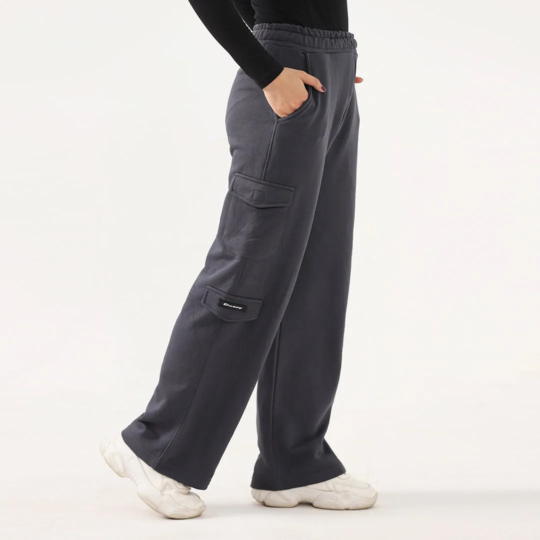 Smoke grey Wide Leg Cargo Unisex Trouser