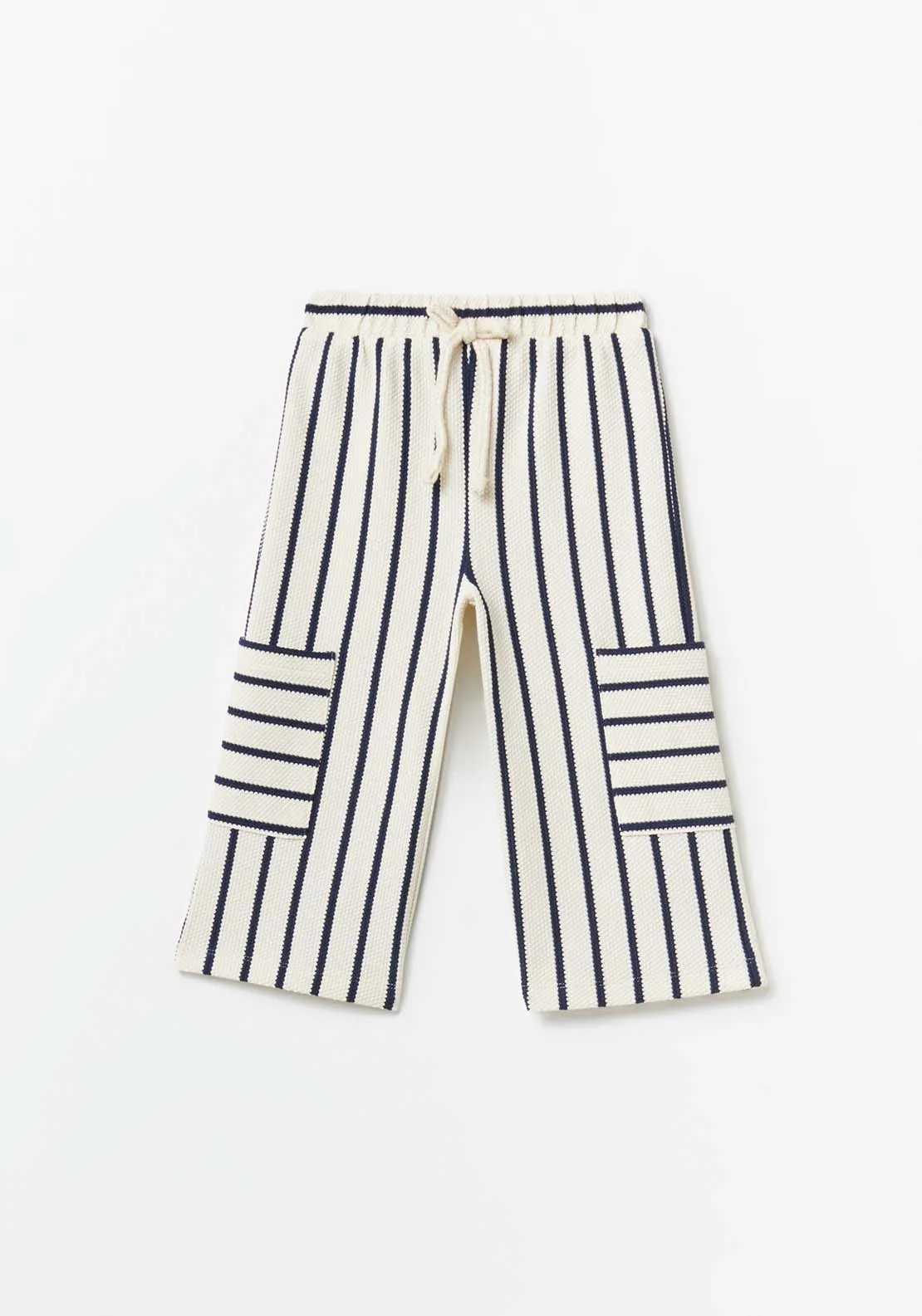 Stripe Trousers With Pockets - White