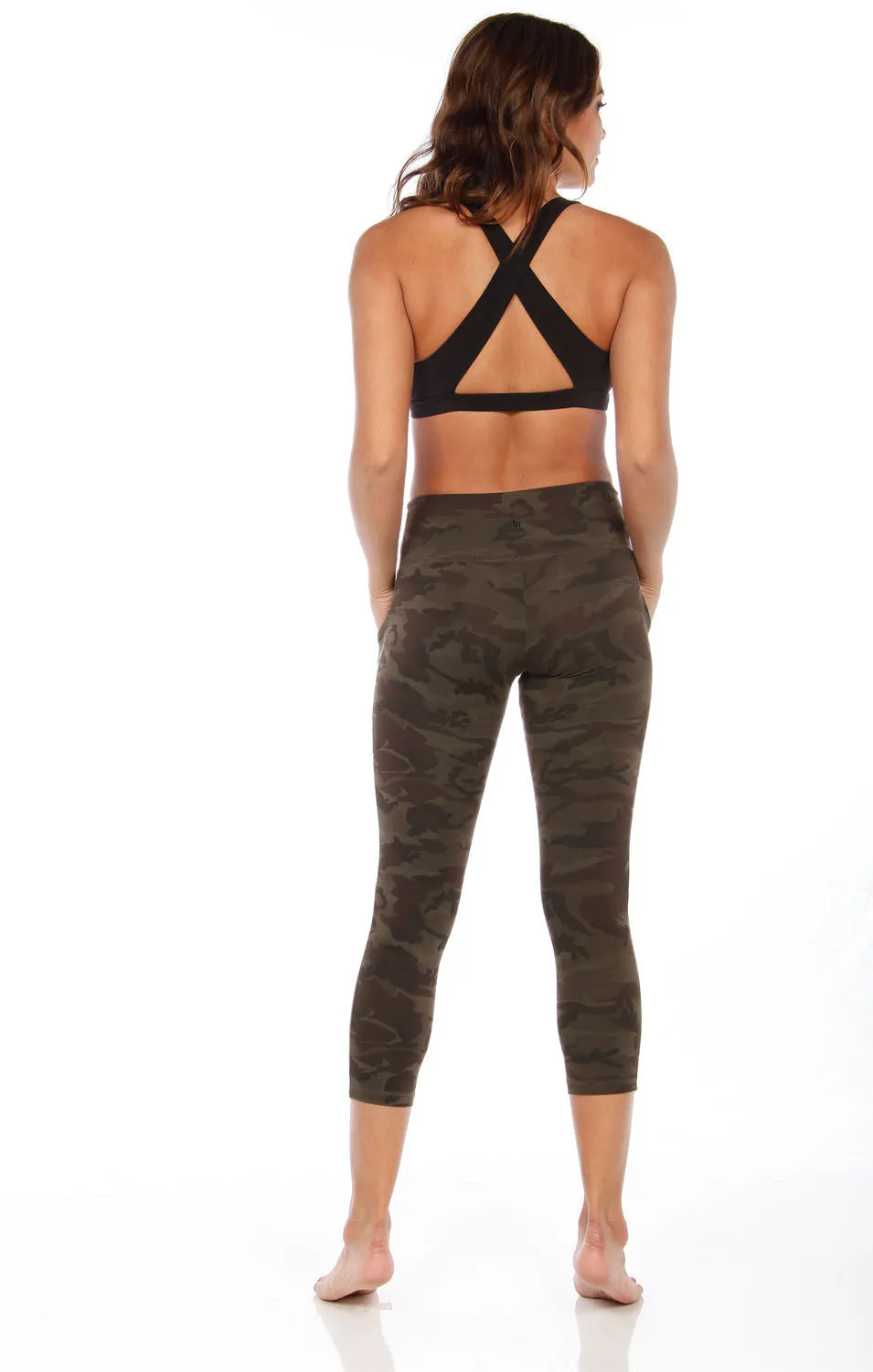 Strut This Flynn Capri Leggings Green Camo