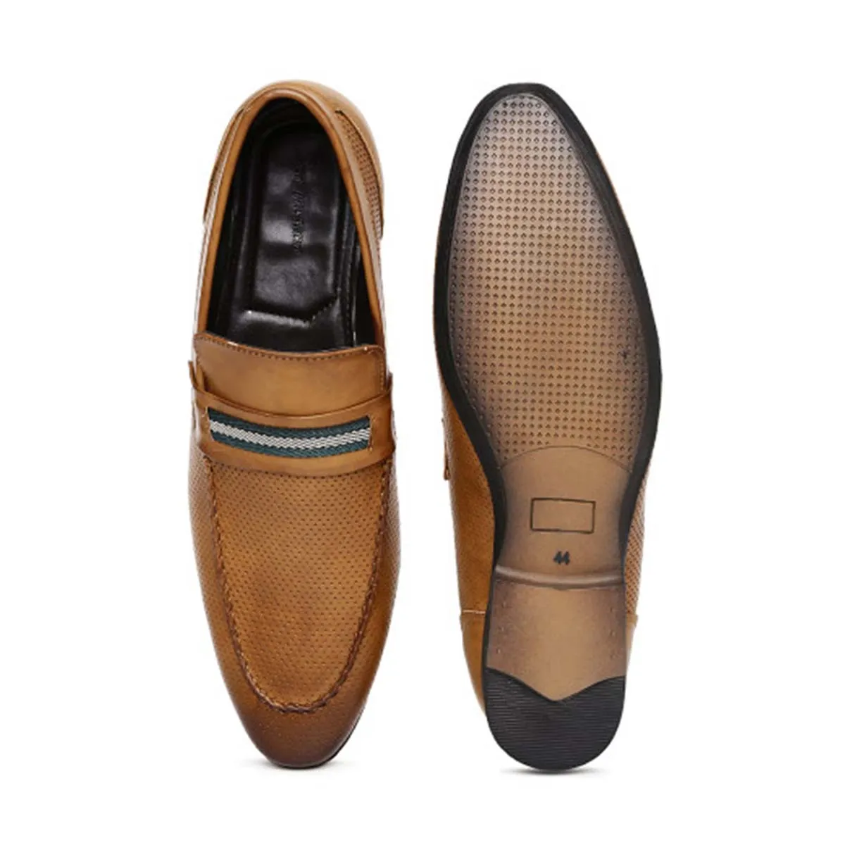 Tan Punched Formal Loafers