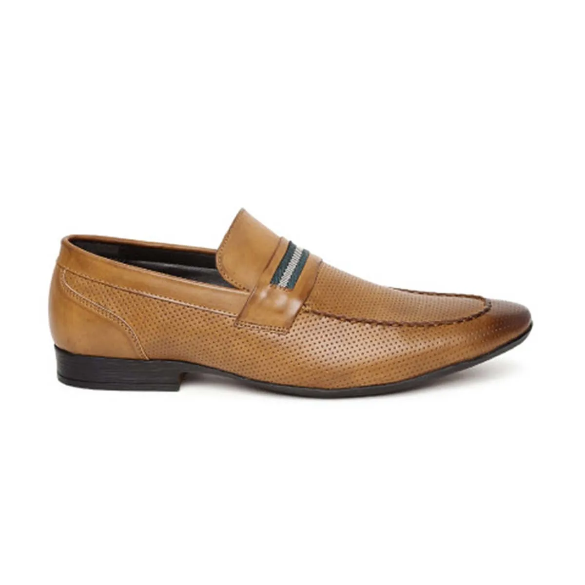 Tan Punched Formal Loafers