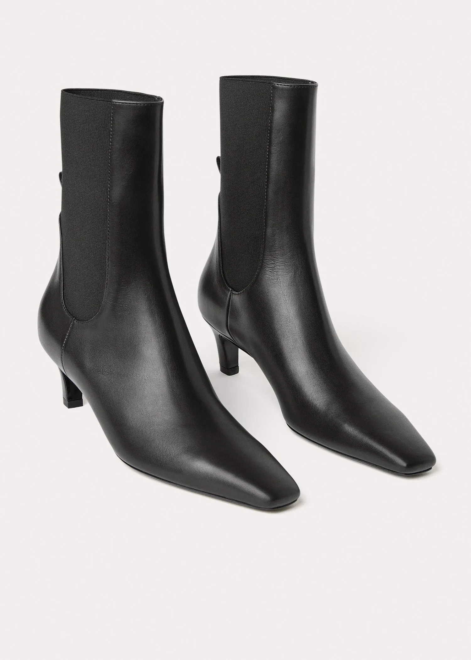 The Mid Heel Leather Boot black