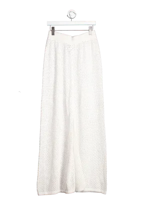 White Crochet Wide Leg Beach Trousers UK M