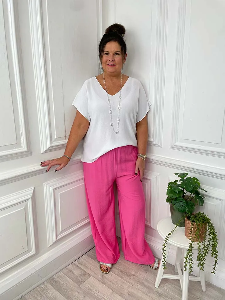 Wide Leg Trousers - Hot Pink