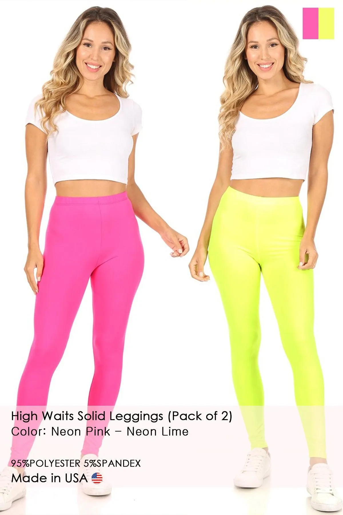 Women's Casual Solid Full Length Leggings (Pack of 2)