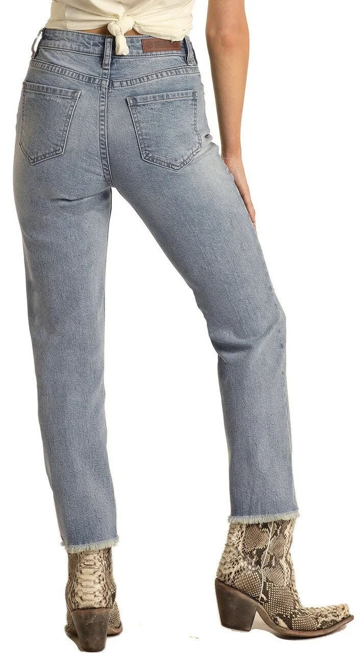 Women's Rock & Roll High Rise Straight Cropped Jeans