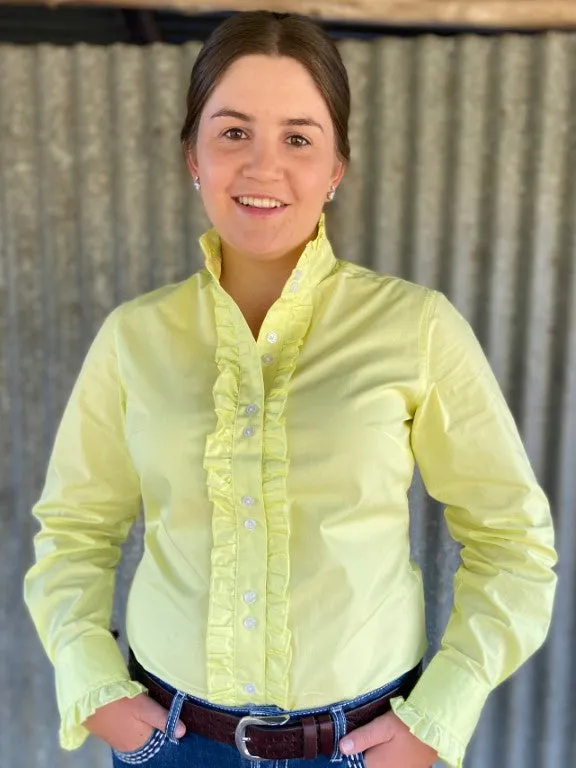 Yellow - Long Sleeve Collared Shirt WITH Ruffles