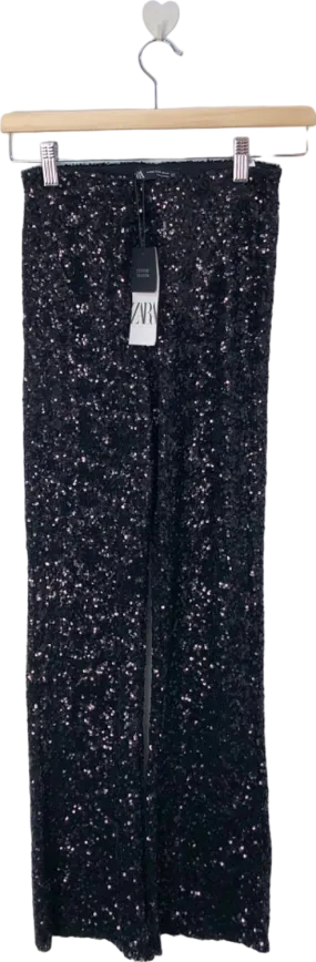 Zara Black Sequin Trousers XS